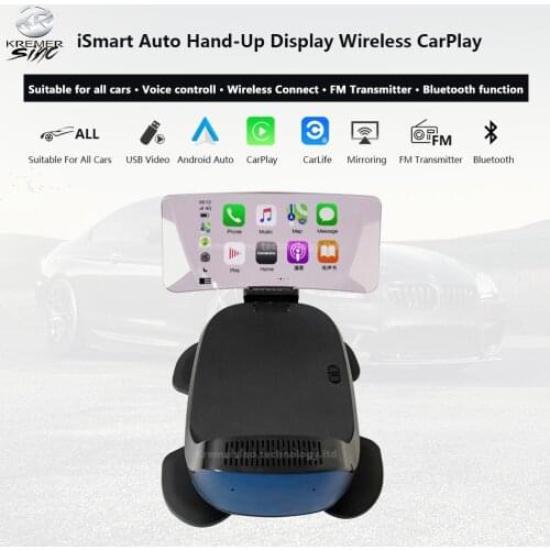 ISmart auto HUD Wireless CarPlay Wired Android Auto Solution for All Car Models Plug and Play