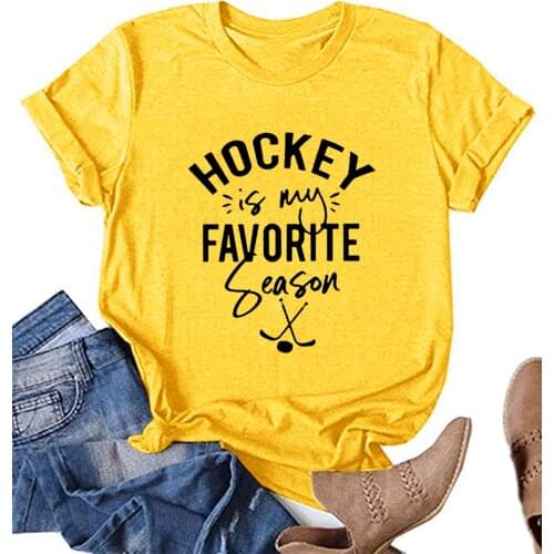 Hockey Is My Favorite Season Printed T-shirts Women Summer Clothes Graphic tee for Women Ladies Short Sleeve Vogue T Shirt 2020
