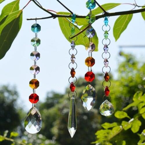 Crystal Sun Catchers Rainbow Maker Colorful DIY Crystal Chandelier Ball Prism Pendant Cascade Suncatcher Ornament Hanging Chakra