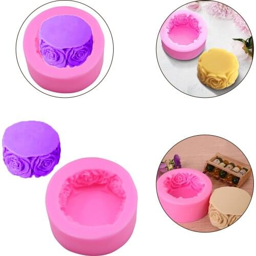 Round 3D rose flower shaped silicone mold DIY handmade soap fondant candle decoration craft