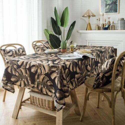 Hot Sale Leaf Table Cloth Polyester Cotton Waterproof Tablecloths Vintage Square Rectangle Dining Table Cover Home Textile ZC022