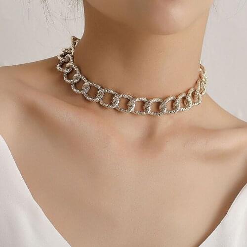 Punk Exaggerated Aluminium Alloy Thick Chain Choker Necklace Women Hiphop Geometric Neck Choker Necklace Party Jewelry Kolye