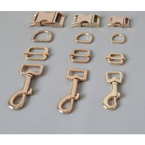 50Sets/Lot Metal D Ring Buckle Hardware Belt Adjuster Snap Hook For Dog Collar Paracord Leash Lock Lobster Clasp Accessory