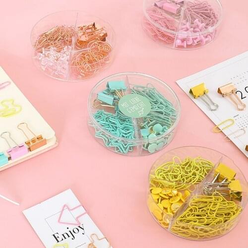 Office Metal Clip Paper Clip Pushpin Stationery Combination Office Accessories Binder Clips Office Supplies Rose Gold Stationery
