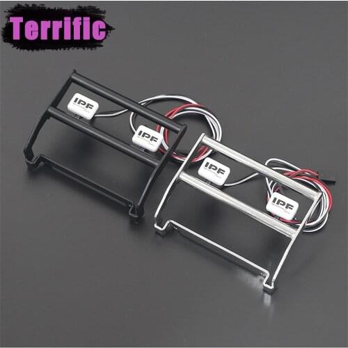 Metal Front Bumper with Led Light Anti Collision Bumper Kit for 1:10 RC Crawler Traxxas TRX-4 Blazer 82076-4 Bronco 82046-4 K5