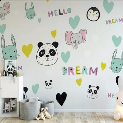 Milofi Custom 3D Wallpaper Mural Nordic Childlike Cute Animal Childrens Room Background Wall Decoration Painting