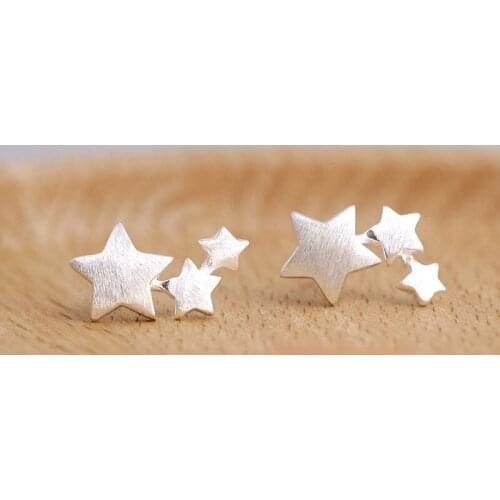 Fashion Classic Silver Color Star Ear Row Women Not Allergic Stud Earrings Elegant Bride Wedding Engagement Party Jewelry Gifts