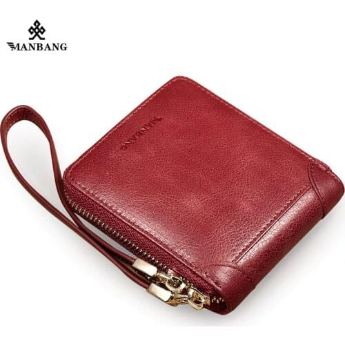 ManBang New Women Wallet Genuine Leather Womens Zipper Male Short Coin Purse Pockets Fine Gift For Card Holder High Quality