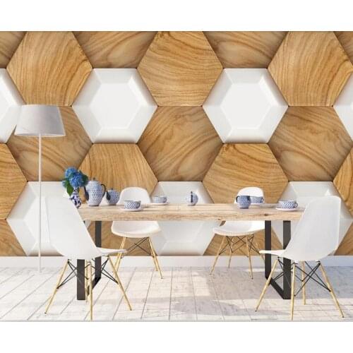 Custom mural wallpaper 3D abstract geometric graphics wood grain background wall decoration painting