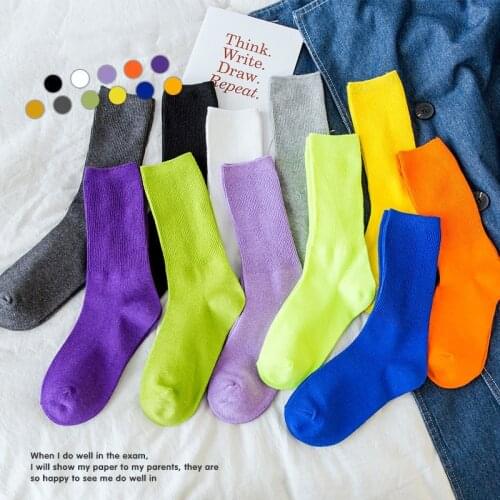 New Autumn Winter Harajuku Funny Socks Wear Cute Cotton Solid Color School Style Long Socks For Girls Retro Sen Piled Up Socks