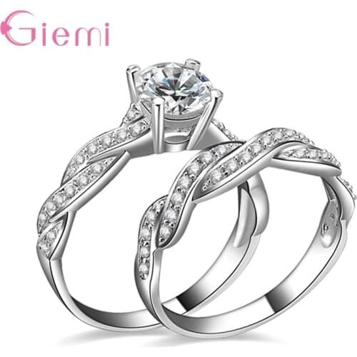 New Fashion 925 Sterling Silver Couple Rings Twisted Cross CZ Engagement Wedding Rings For Women Men Jewelry Gifts