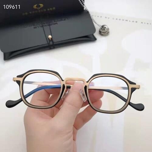 2021 Brand Design Eyeglasses Retro Polygons Acetate Titanium Glasses Frame Men/Women Blue Light Prescription Optical Eyewear