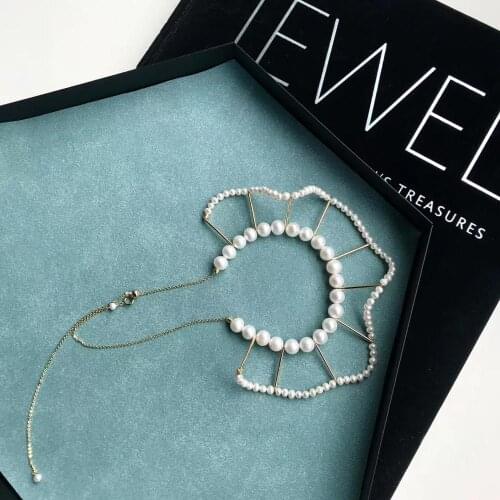 Natural Fresh-water Pearl Hand-woven Ballet Skirt Necklace,Original Design Fashion Jewelry for Wedding Birthday Party decoration