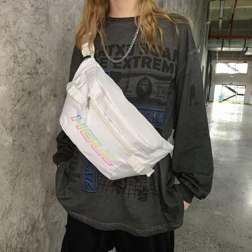 Colorful Reflective Letter Pockets Chest Pack Trendy Brand Functional Tooling Bag European and American Street Hip-hop Waist Bag