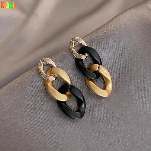 Kshmir Hyperbolic design chain long Earrings 2020 new fashion Korean version of the earnail niche design S925 pin earrings