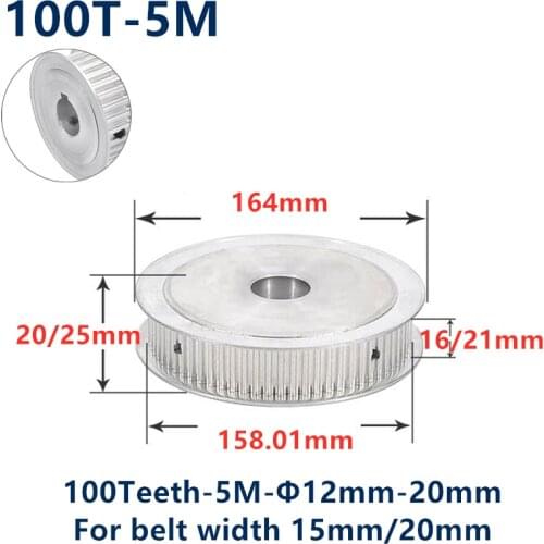 100 Teeth HTD 5M Synchronous Timing Pulley Bore 10/12/15/16/17/19/20/25mm for Width 15/20mm HTD5M wheel Gear 100Teeth 100T