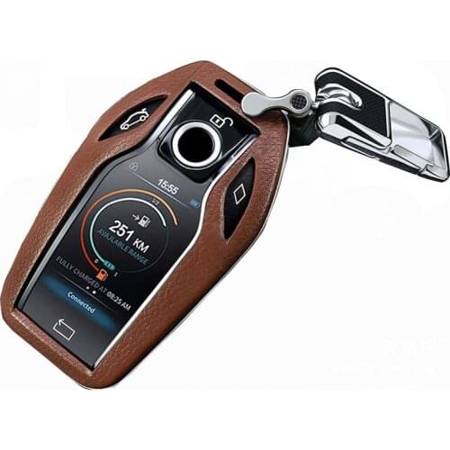 Top Layer Leather+ABS Remote car key Case CAR shell For BMW 7 Series i8 730li 740li 750li 2017 2018 key Cover Accessorie