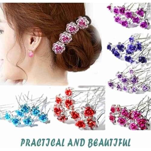 20pcs Wedding Bridal Hair Pins Crystal Flower Hair Grips Elegant Rhinestone Hair Stick Hair Clips Headwear Women Jewelry Accesso