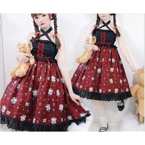 Jsk Gothic Black Lolita Strap Dress Japanese Comic Con Women Cosplay Lolita Costumes Dress B823