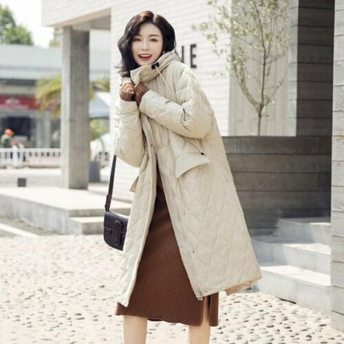 Winter ultra light duck down jackets women Korean version hooded Coat Parka fashion loose long style lady warm pop jackets