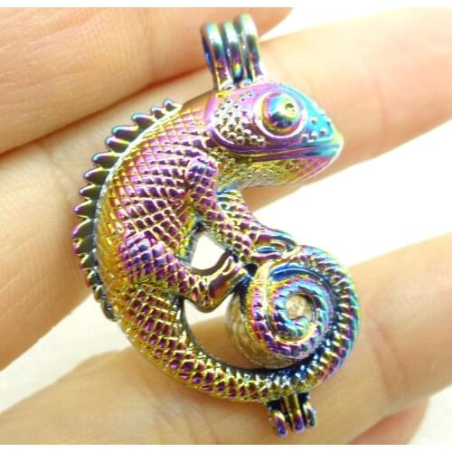 1PCNatural Stone aventurine Quartz Crystal amethyst Lucky bead Titanium lizard Pendant for Diy Jewelry Making necklace woman