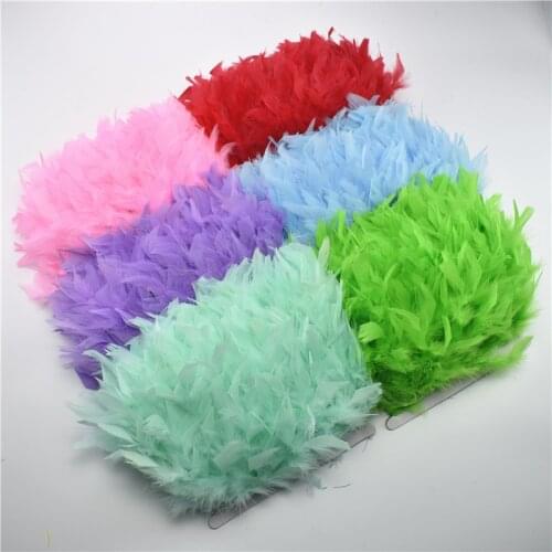 1yards Turkey Feathers Trims Fringe Ribbon 5-6inch Feathers for Clothes Marabou Feather Trim Dress Wedding Feathers Decoration