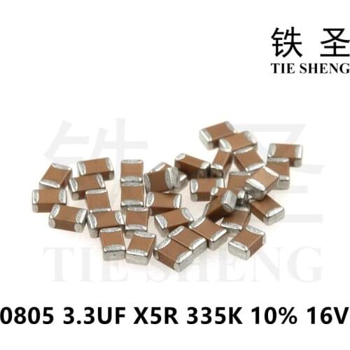 100pcs 3.3UF X5R 335K 10% 16V 0805 335 SMD Thick Chip Multilayer Ceramic Capacitor
