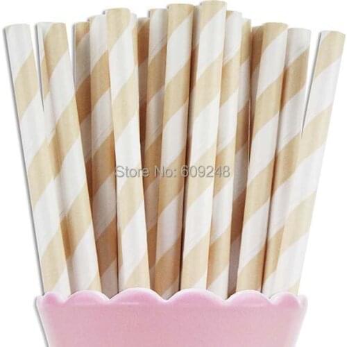 100pcs Mixed Colors Mixed Colors Old Fashioned Personalized Decorative Party Tableware Cream Ivory Striped Paper Straws