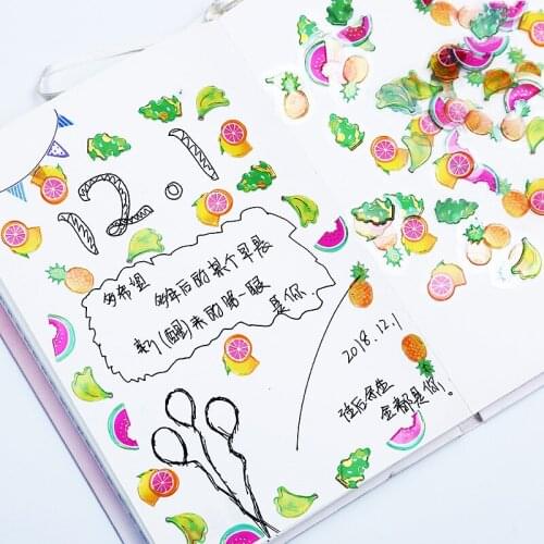 100pcs/pack Cute Fruit cat Decorative PVC mini Stickers Adhesive Stickers DIY Decoration Diary Stationery Stickers Children Gift