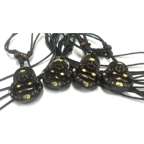 FREE SHIPPING 12pcs Sexy Lucky Buddha Necklaces imitation bone powder carved men women jewelry