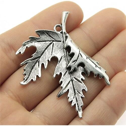 4pcs 55x45mm Antique Silver Color Antique Bronze Maple Leaf Pendant Pendant Maple Leaf Maple Leaf Charm