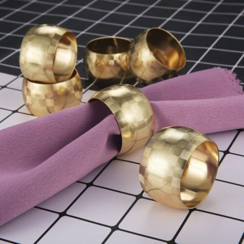 6Pcs Metal Modern Round Napkin Rings Napkin Buckle Holder Cloth Ring Wedding Banquet Dinner Table Serviette Exquisite Decoration