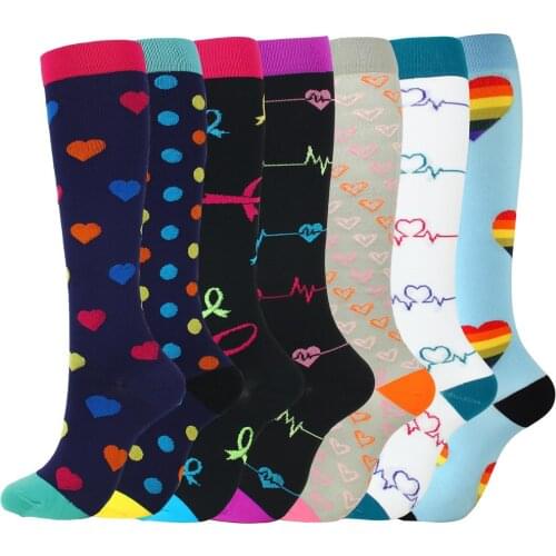 7 Pairs Newest Compression Socks Man Woman Sports Leg Pressure Outdoor Soccer Gym Racing Bike Calcetines Ciclismo Cycling Socks
