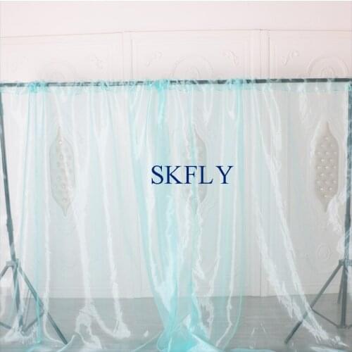 BC005A new custom made wedding birthday party turquoise blue sheer organza curtain panels photography backdrop with rod pocket