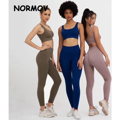 NORMOV Yoga Set Yoga Leggings Set Women Fitness Suit For Yoga Clothes High Waist Gym Workout Sportswear Gym Sports Clothing