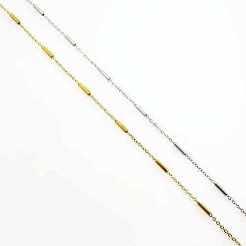 1.5mm Cross Chain With 2mm Stainless Steel Tube Chain Necklace Women Chain Fashion Jewelry