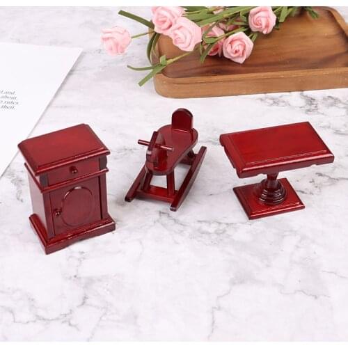 1:12 Doll House Wooden Rocking Horse Chair Nursery Room Furniture Accessories Toys for Children Dollhouse Miniature
