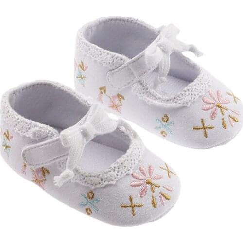 Baby Shoes Comfortable and soft Bowknot Flower Embroidery Canvas Anti-Slip Girls Baby Toddler Prewalker Shoes Baby Shoes 2021
