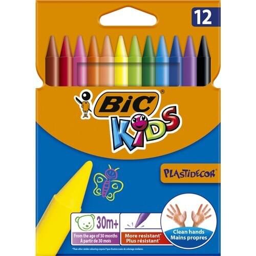 Bic Kids Plastidecor Erasable Hands, do not Pollute the Pastel Paint 12 Color crayon school supplies, free shipping