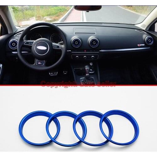 For Audi A3 8V 2012-2015 Stainless Steel Air Vent Outlet Ring Cover Blue 4Pcs