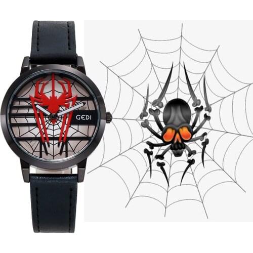 Luxury Brand GEDI Leather Strap Sport Spider Men Watch Casual Quartz Gentleman Watch for Gift Clock Waterproof Relogio Feminino