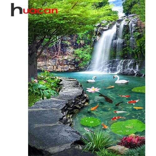 Huacan Full Square/Round 5d Diamond Painting Landscape Nature New Arrivals DIY Diamond Embroidery Waterfall Home Decor