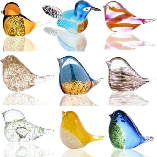 H&D 9 Styles Glass Blown Paperweight Bird Craft Unique Handmade Fancy Collectibles Gifts for Wedding Office Decor