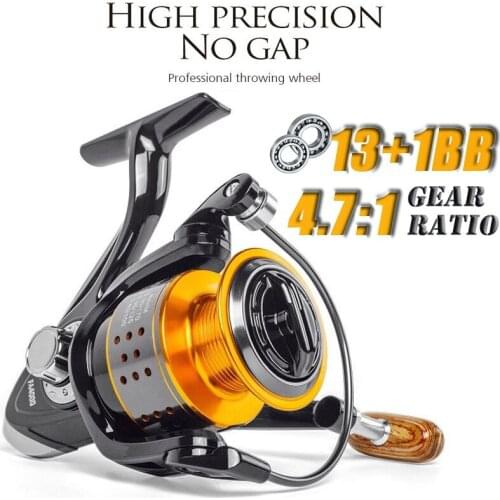 No-Gap 13+1BB Fishing Spinning Reel 4.7:1 Speed Fishing Carp Reel Casting Wheel 1000-6000 Series Max Drag 8KG