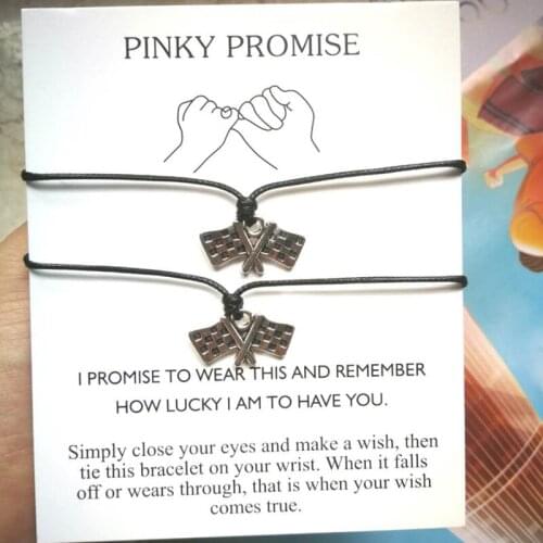 A SET) Racing Flag Charm Pinky Promise Adjustable Bracelets Friends Forever Lover Women Men Couple Fashion Jewelry DropShipping
