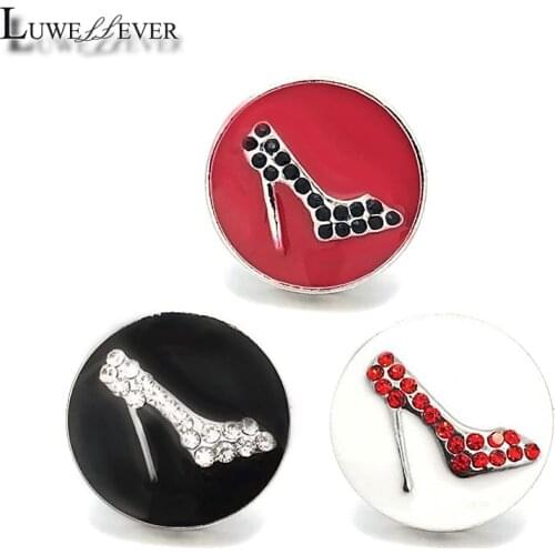 High Heels Component w130 Crystal 18mm Metal Snap Button For Bracelet Necklace Interchangeable Jewelry Women Accessorie Findings