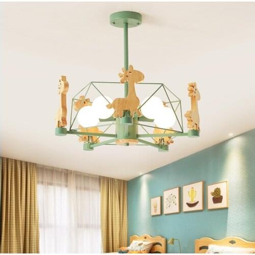 European-style creative personality creative modern Nordic childrens room bedroom study log deer macaron ceiling lamp LX111007