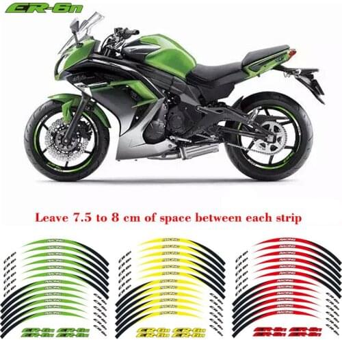 Hot sell Motorcycle front&Rear Edge Outer Rim Sticker Wheel Decals Reflective waterproof 17inch stickers For Kawasaki ER-6N