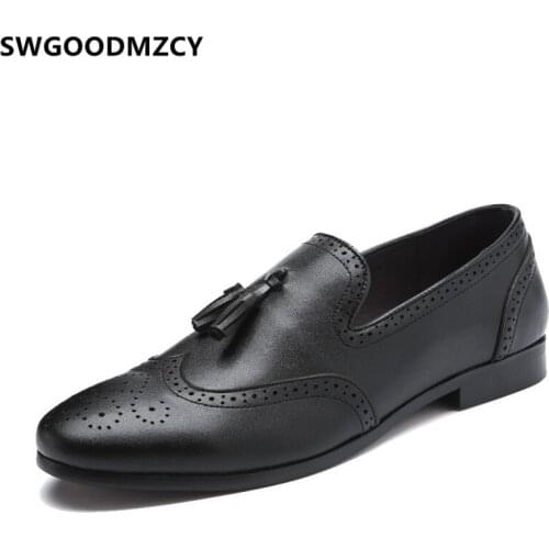 Loafers Men Dress Shoes Coiffeur Brown Shoes Men Office Italian Brand Formal Shoes Men Classic Big Size Sepatu Slip On Pria Buty