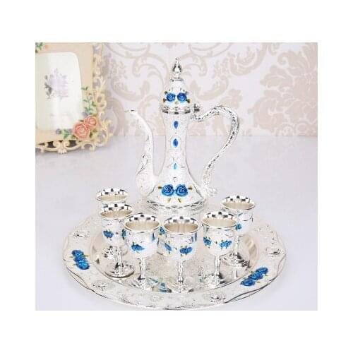 Set liquor cup retro European style Creative wedding gift set with metal Russian wine pot for home use Home Decoration